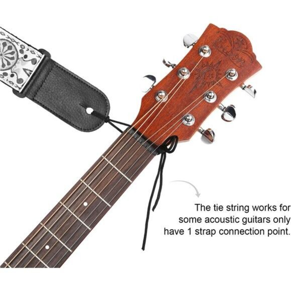 Leather Guitar Strap Vintage Western Adjustable Electric Bass Bronze PU Ends - Picture 7 of 8